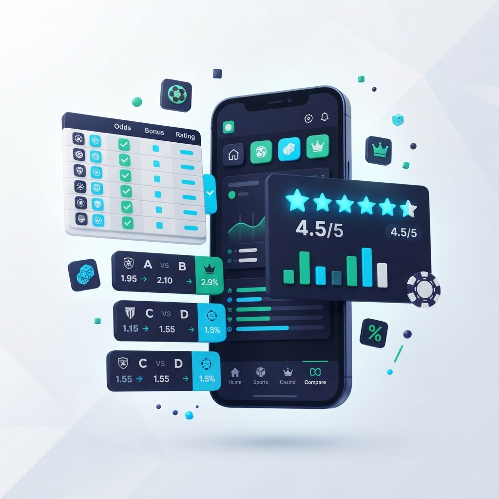 Betting and casino comparison illustration